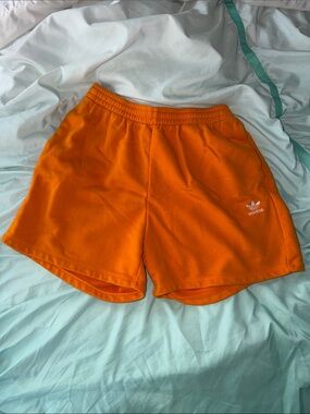 adidas Bright Orange Athletic Shorts with Trefoil Logo